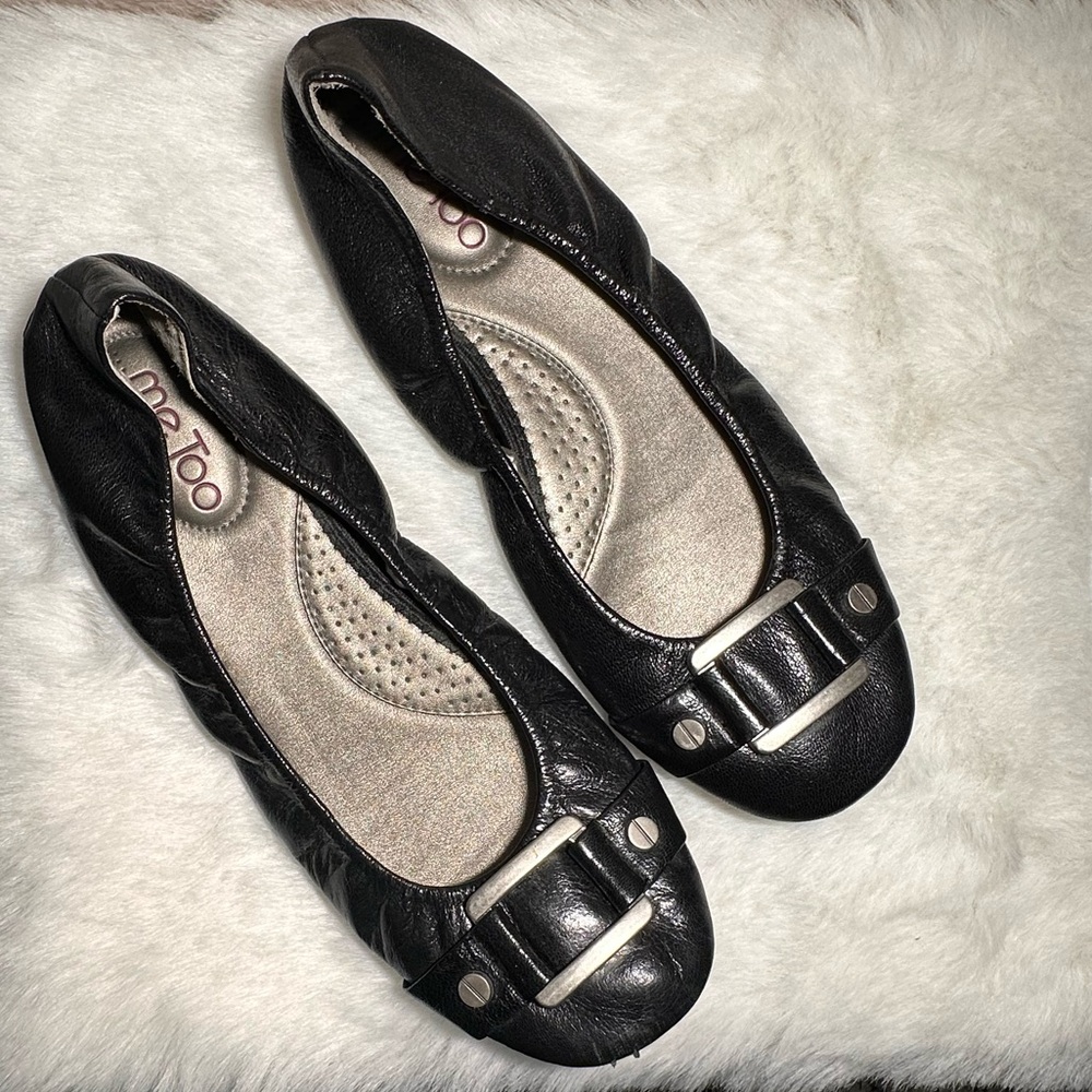 Me Too Black Flats with Decorative Buckle